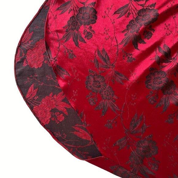 90's Red with Black Floral Print Lace Trimmed Maxi Slip Dress - Picture 4 of 6